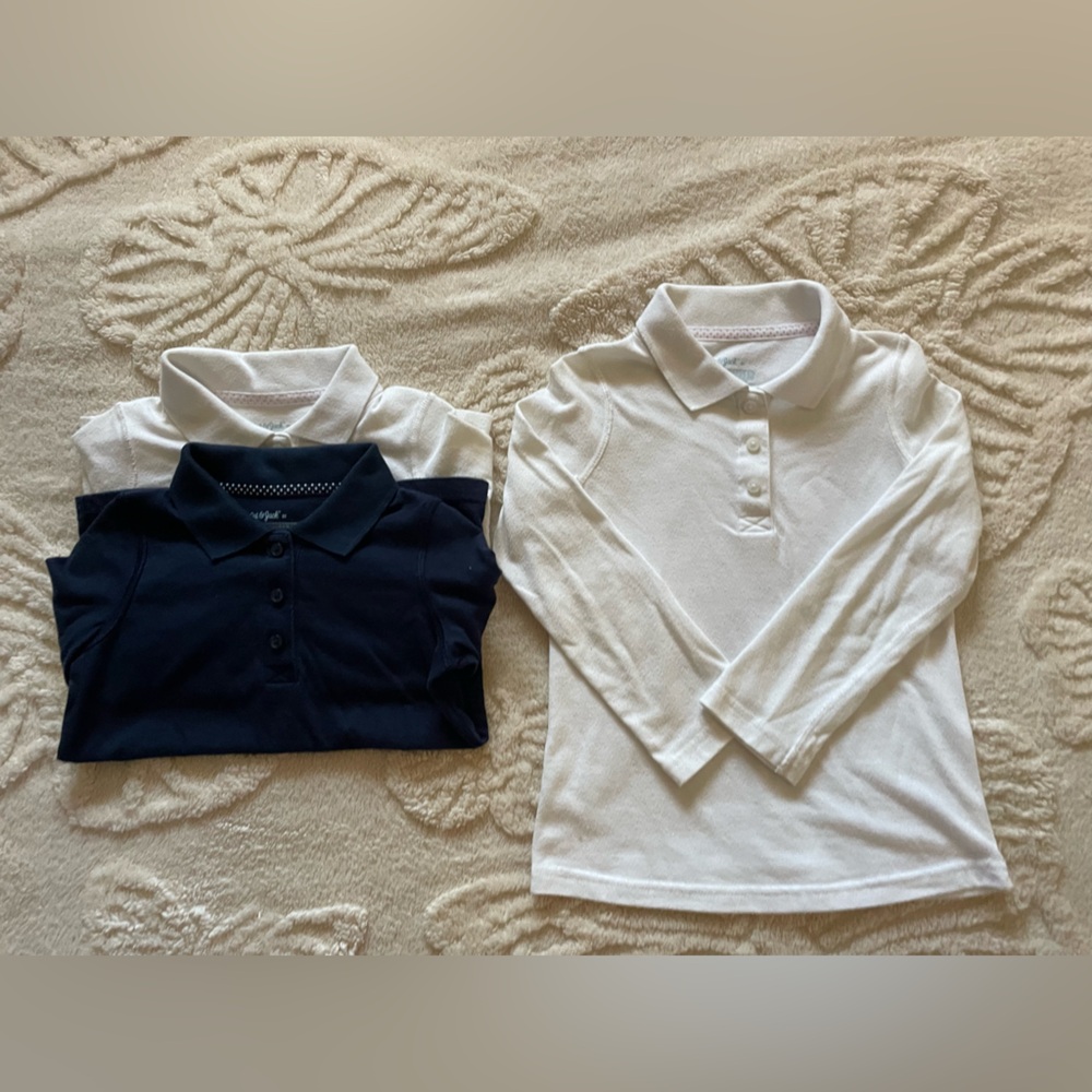 3 Cat & Jack White and Navy Kids Polos Shirts